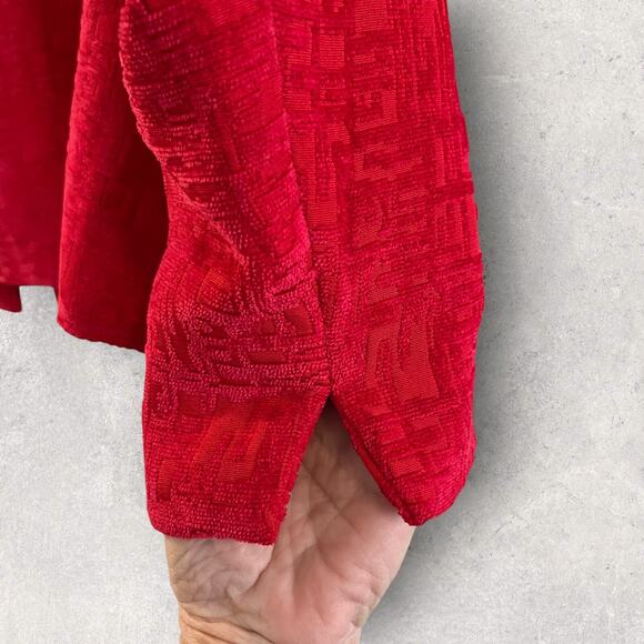 Laura Ashley Woman Jacket 1X Red Blazer Button Front Textured Long Sleeve Lined - Picture 5 of 8